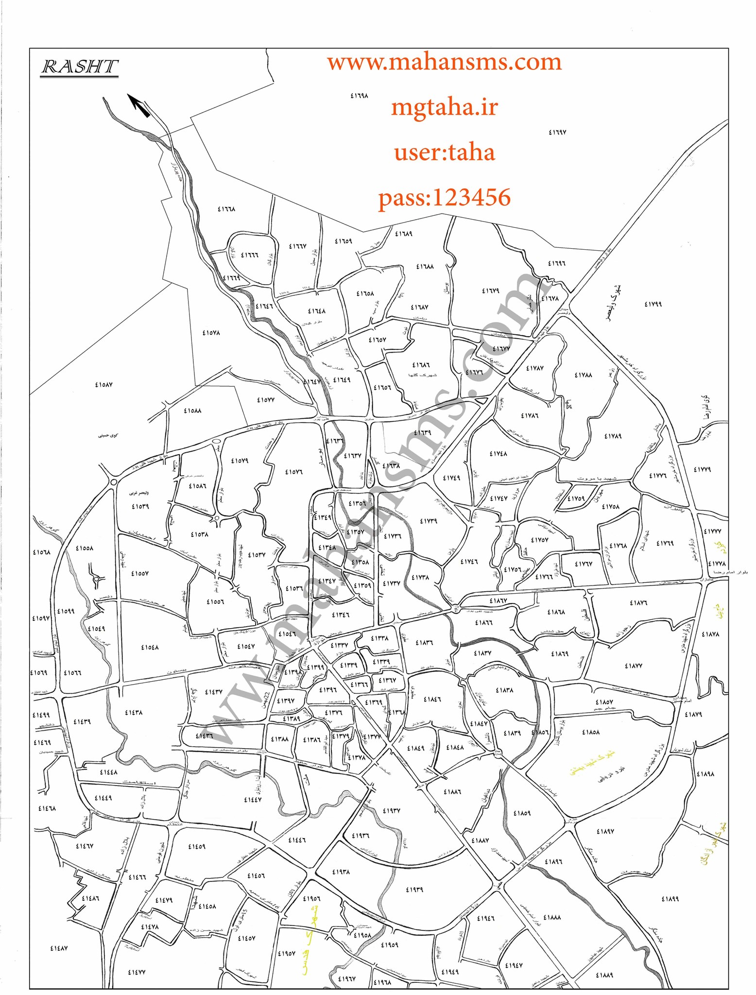 نقشه کد پستی رشت